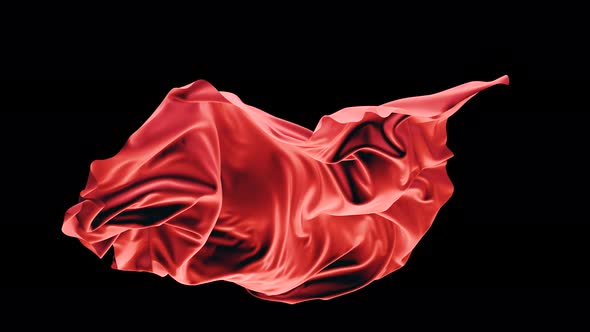 Red silk fabric flying.