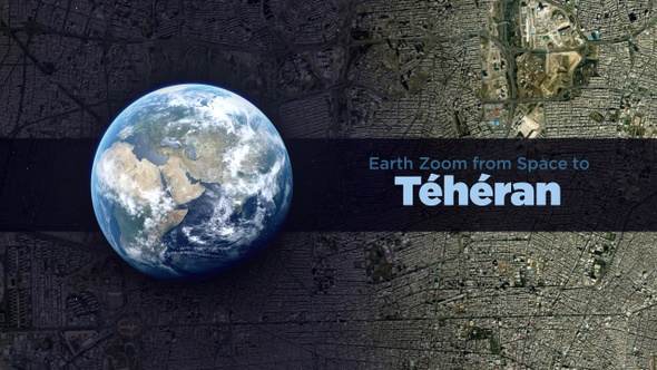 Teheran (Iran) Earth Zoom to the City from Space