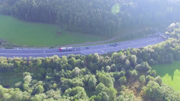 Aerial View of Motorway in the Mountains from Austria