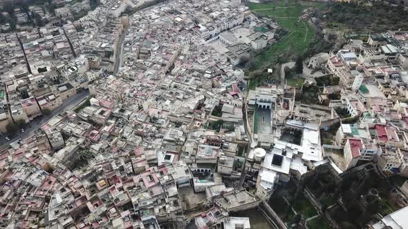 Aerial View of the Old Medina in Fes, Morocco