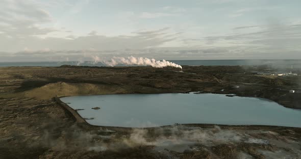 Aerial View of Gunnuhver Hot Springs in Iceland