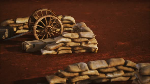 Gun Behind Sandbags During the U.S. Civil War