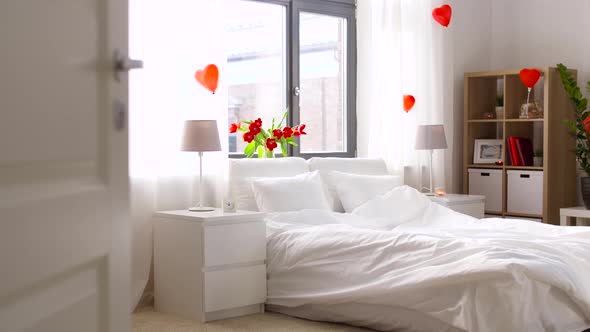 Cozy Bedroom Decorated for Valentines Day