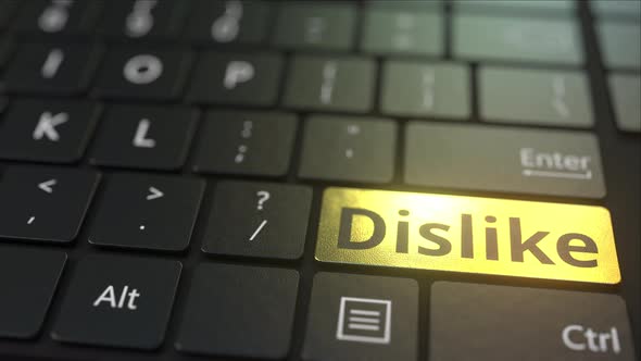 Black Computer Keyboard and Gold Dislike Key alt