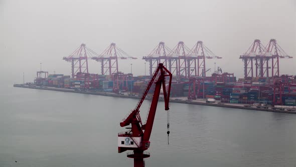 Timelapse Large Container Terminal on Port of Shenzhen Area