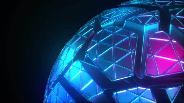 Mesh Neon Sphere in Cracks