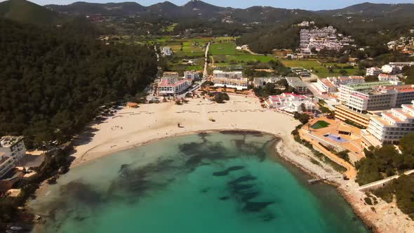 Cala Llonga beach in Ibiza, Spain