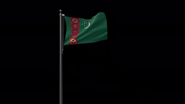 Turkmenistan Flag With A Lpha 4K