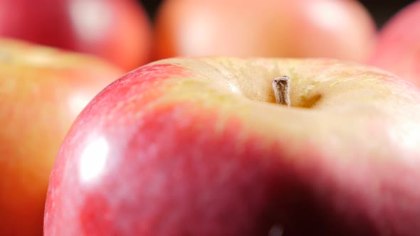 Shallow DOF blured background red apples panning 4K 2160p UHD footage - Red apples slow panning 4K 3