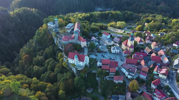 Panoramic aerial view of castle Heidecksburg, Rudolstadt, Thuringia, Germany.