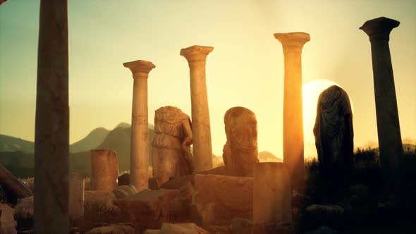 Old Roman Temple Ruins at Sunset alt