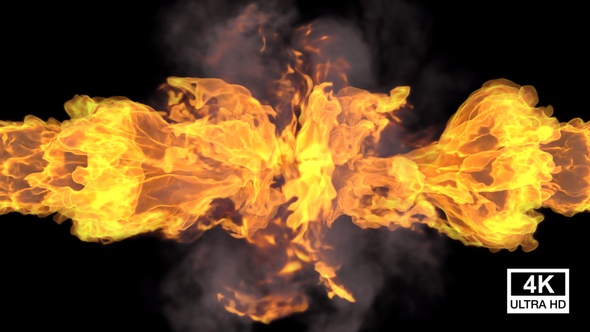 Collision Of Two Streams Of Fire With Smoke And Dissipate 4K