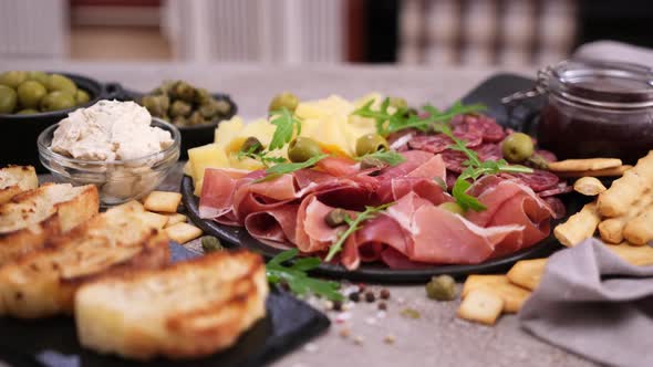 Meat and Cheese Plater and Bruschetta Grilled Bread