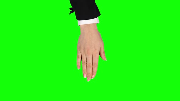 Female Hand in Black Jacket and White Shirt Is Performing 4x Swipe Up at Tablet Screen Gesture