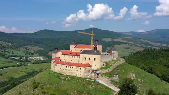 Aerial view of Krasna Horka castle in Slovakia