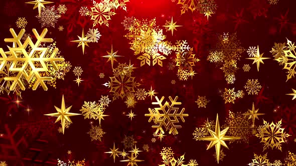 Golden Snowflakes on Red