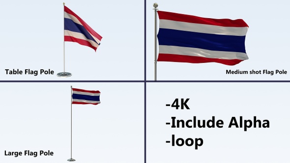 Thailand Flag Pole Pack 4k-Loop