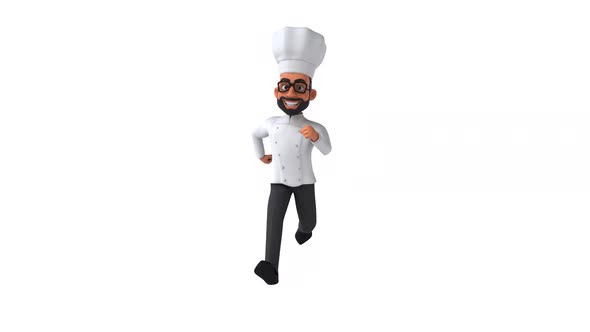 Fun 3D cartoon animation of an indian chef with alpha