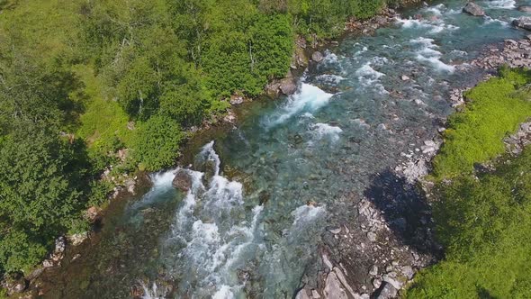 Aerial View of Beautiful Mountain River Near Trollstigen, Norway