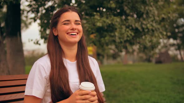 Happy Girl Enjoy Break Outdoors