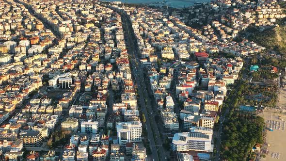 View of the city of Alanya aerial view 4 K