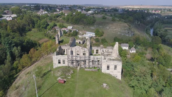 Aerial of Skala-Podilsky Castle and Skala Podilska