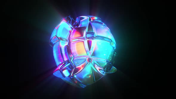 Liquid Glass Shape with Light Rays Abstract Looped Animation
