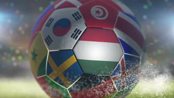 Hungary Flag on a Soccer Ball - Football in Stadium