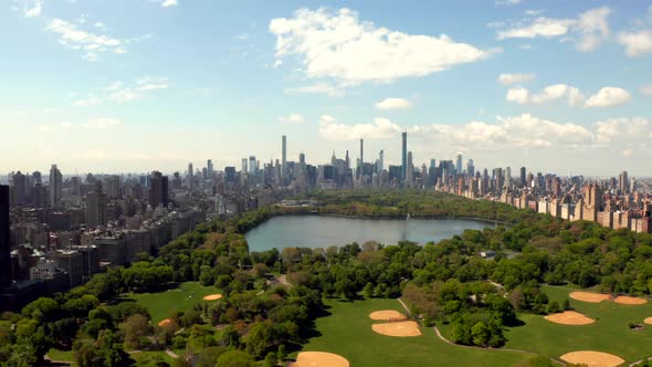 Flying Over Central Park in New York USA