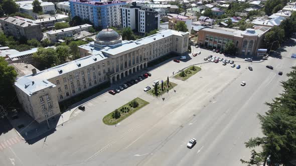 Aerial view of the central square in city Gori. Stalin's Homeland