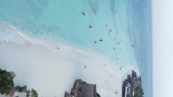 Vertical Video of the Coast of Zanzibar Island Tanzania Slow Motion