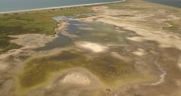 Aerial View of Tuzly Estuary National Nature Park Near By Black Sea Coast Ukraine