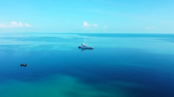 Aerial view tourism of beautiful sea view beach holiday by clear lagoon with clean sandy background 