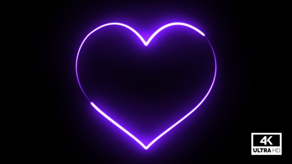 Purple Neon Heart Beating 4K Alpha Footage V3