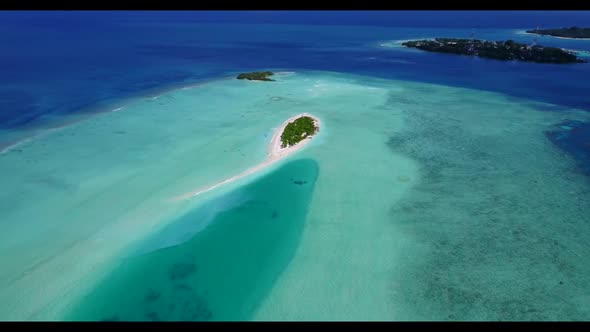 Aerial top view abstract of paradise island beach wildlife by clear sea and white sand background of