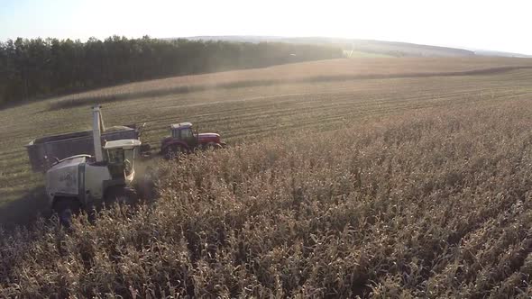 Flying over agricultural works in the field