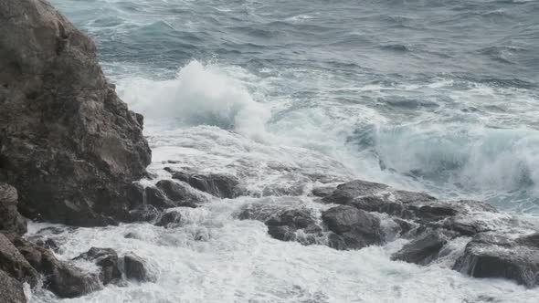 Powerful Ocean Wave Splashes Across