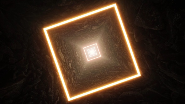 Glow Square Light Stone Cave Tunnel Rotation Vj Loop