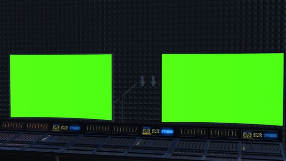 Recording Studio Mixer With A Green Screen 04