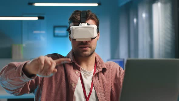 Businessman in Casual Clothes Working in Vr Headset in Office