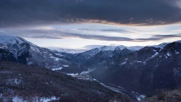 Sunset in the Caucasus mountains