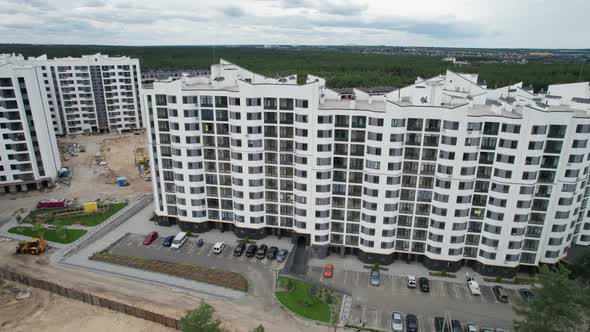 Aerial View of a Newly Modern MultiStorey Building in a Forest Area