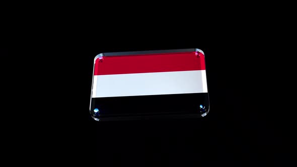 Yemen Flag 3D Glass Badge