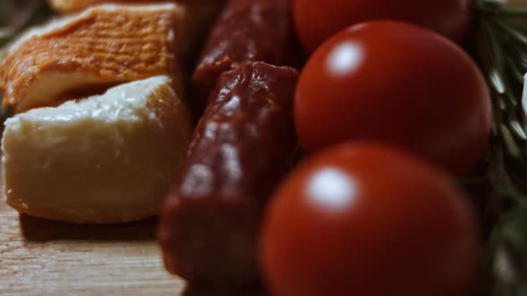 Flat Lay of Cheese and Meat Platter