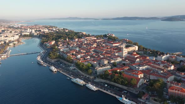 Drone Footage Aerial View of Zadar Marina Croatia