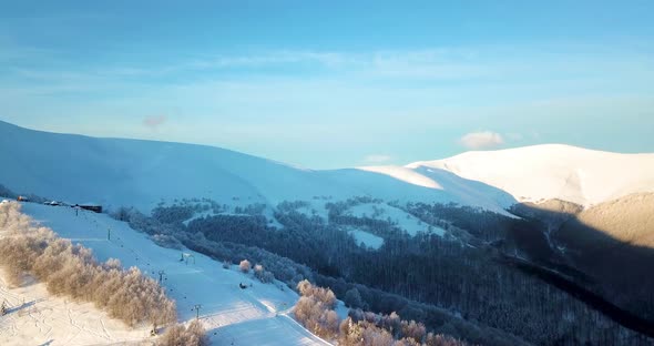majestic sunrise in the mountains. Mountains covered with forest natural. Carpathian mountais