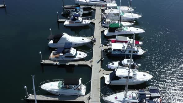 AERIAL Yachts Moored At A Jetty Marina