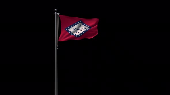 Arkansas State Flag, 4K Prores 4444 Footage With Alpha