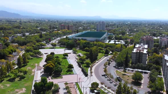 Central park Mendoza Argentina (aerial view, drone footage)