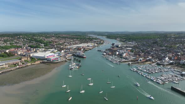 Cowes a Beautiful Waterfront Town on the Isle of Wight in the UK Aerial View